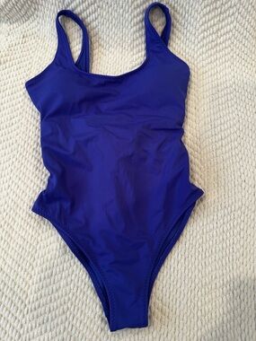 NWT Fabletics Scoop Tie Back One-Piece Swimsuit, Extreme Royal,Size Small